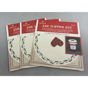 VTG Hallmark Jar Topper Kit Set of 3 6” Toppers & Labels Cross Stitch Craft